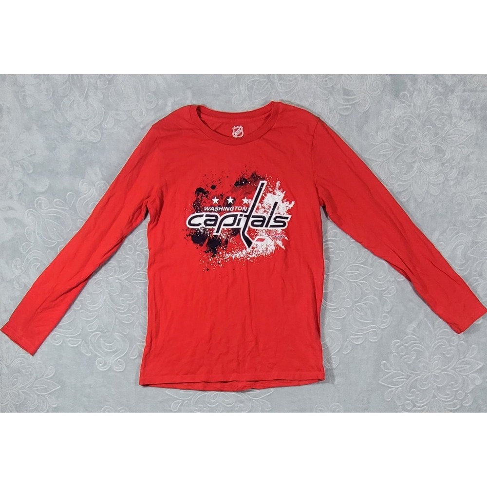 NHL Washington Capitals Women's Red Long Sleeve T-shirt 100%‎ Cotton Preowned